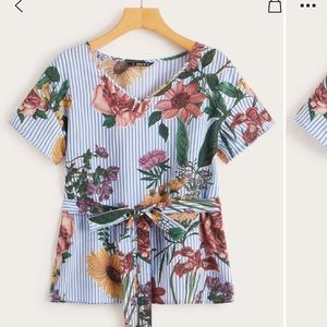 SheIn Floral Tie-Back Top